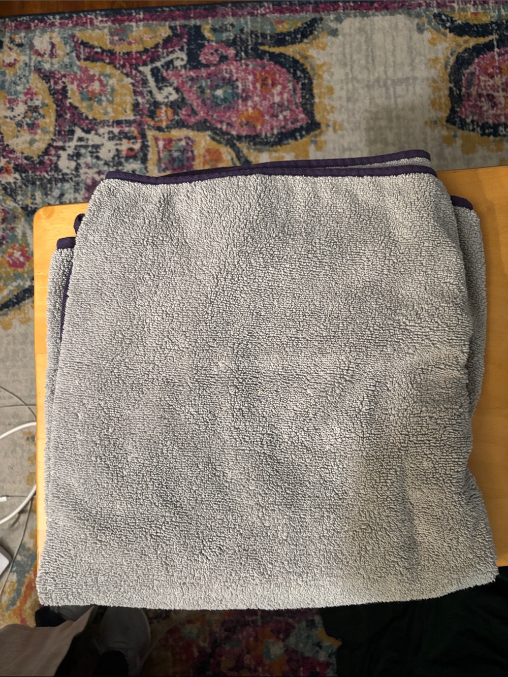 Norwex Gray Ultra Plush Body Towel with Purple Edge